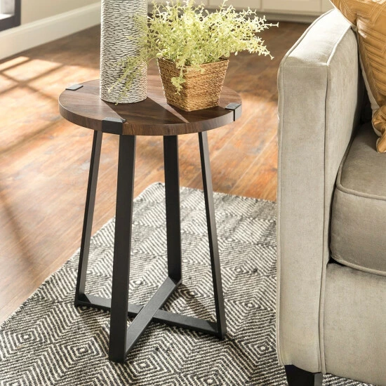 Budget ⌛ Middlebrook Designs Middlebrook Barnett Round Metal Wrap Side Table Rustic Oak ❤️ 5 Budget ⌛ Middlebrook Designs Middlebrook Barnett Round Metal Wrap Side Table Rustic Oak ❤️ - Image 3