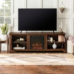 New 🔥 Middlebrook Designs Middlebrook Dornbirn 70-inch Fireplace TV Console Dark Walnut 💯