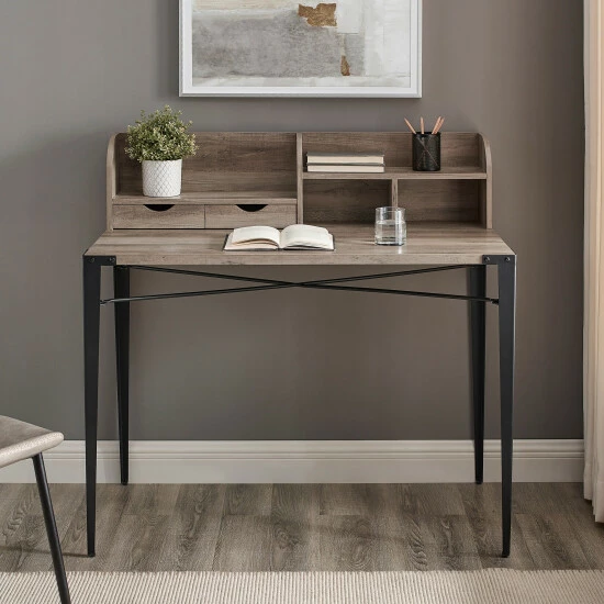 Cheap 🎁 Middlebrook Designs Industrial Writing Desk With Small Hutch Grey Wash ⭐ 4 Cheap 🎁 Middlebrook Designs Industrial Writing Desk With Small Hutch Grey Wash ⭐ - Image 2