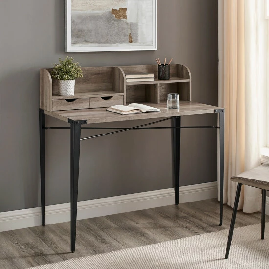 Cheap 🎁 Middlebrook Designs Industrial Writing Desk With Small Hutch Grey Wash ⭐ 5 Cheap 🎁 Middlebrook Designs Industrial Writing Desk With Small Hutch Grey Wash ⭐ - Image 3