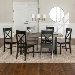 Coupon 🎁 Middlebrook Designs Middlebrook Solid Wood 7-Piece Dining Set With X-Back Chairs Grey 🥰