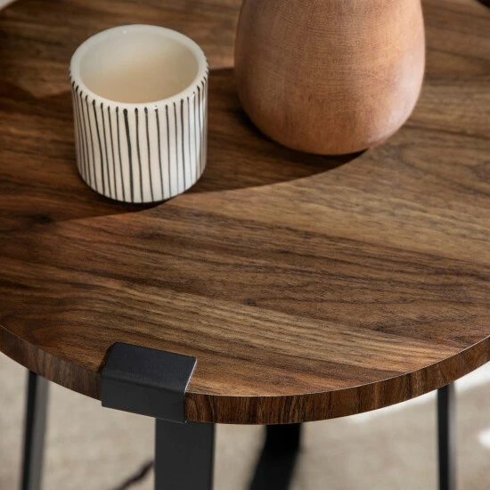 Budget ⌛ Middlebrook Designs Middlebrook Barnett Round Metal Wrap Side Table Rustic Oak ❤️ 6 Budget ⌛ Middlebrook Designs Middlebrook Barnett Round Metal Wrap Side Table Rustic Oak ❤️ - Image 4