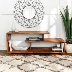 Buy ⌛ Middlebrook Designs Middelbrook 60-inch Asymmetrical Solid Wood TV Console Amber 🤩