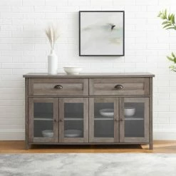 Alternative view of Promo 🔥 Middlebrook Designs Middlebrook 52-inch 2-Drawer, Glass Door Sideboard Rustic Oak ✔️