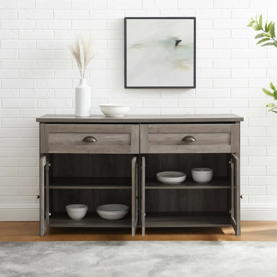 Promo 🔥 Middlebrook Designs Middlebrook 52-inch 2-Drawer, Glass Door Sideboard Rustic Oak ✔️ 6 Promo 🔥 Middlebrook Designs Middlebrook 52-inch 2-Drawer, Glass Door Sideboard Rustic Oak ✔️ - Image 4