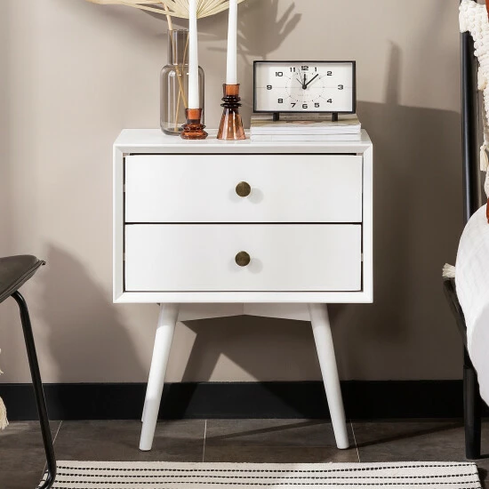 Outlet 🎉 Middlebrook Designs Middlebrook Mid-century Modern Solid Wood 2-drawer Nightstand Walnut 🎁 4 Outlet 🎉 Middlebrook Designs Middlebrook Mid-century Modern Solid Wood 2-drawer Nightstand Walnut 🎁 - Image 2