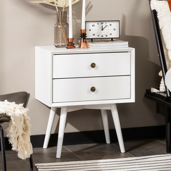 Outlet 🎉 Middlebrook Designs Middlebrook Mid-century Modern Solid Wood 2-drawer Nightstand Walnut 🎁 5 Outlet 🎉 Middlebrook Designs Middlebrook Mid-century Modern Solid Wood 2-drawer Nightstand Walnut 🎁 - Image 3