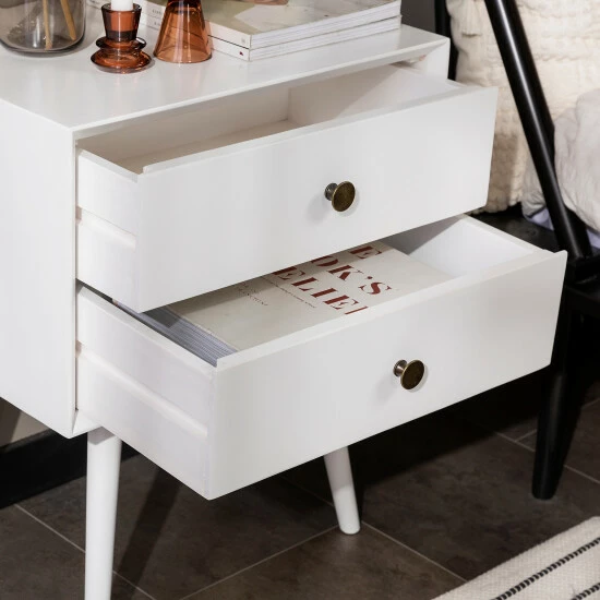 Outlet 🎉 Middlebrook Designs Middlebrook Mid-century Modern Solid Wood 2-drawer Nightstand Walnut 🎁 6 Outlet 🎉 Middlebrook Designs Middlebrook Mid-century Modern Solid Wood 2-drawer Nightstand Walnut 🎁 - Image 4