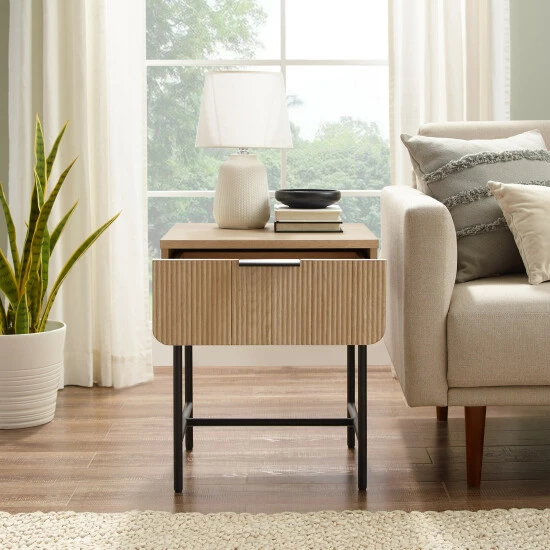 Discount ๐คฉ Middlebrook Designs Minimal Fluted-Door Side Table Coastal Oak/black ๐คฉ 5 Discount ๐คฉ Middlebrook Designs Minimal Fluted-Door Side Table Coastal Oak/black ๐คฉ - Image 3