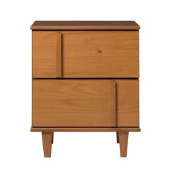 New 😀 Middlebrook Designs Middlebrook Mid-Century Modern Detailed Solid Wood Nightstand Caramel 🧨