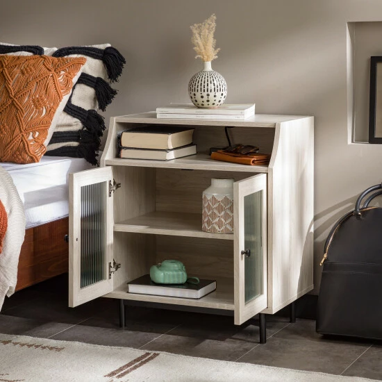 Hot Sale 👍 Middlebrook Designs Middlebrook Fluted Glass 2-Door USB Nightstand Birch 🤩 5 Hot Sale 👍 Middlebrook Designs Middlebrook Fluted Glass 2-Door USB Nightstand Birch 🤩 - Image 3