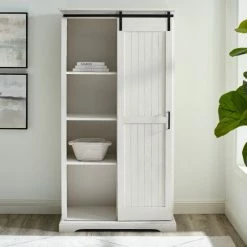 Best reviews of 🥰 Middlebrook Designs Middelbrook Designs Tall Sliding Groove Door Storage Cabinet Brushed White 🛒