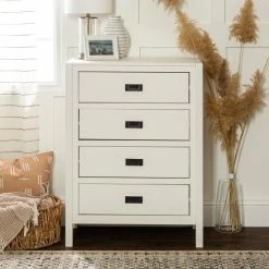 Buy 🧨 Middlebrook Designs Middlebrook Modern Solid Wood 4-Drawer Storage Chest White 👍