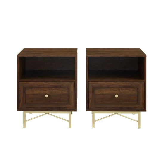 Best deal ⭐ Middlebrook Designs Middlebrook 1-Drawer Gold Base Nightstands, Set Of 2 Dark Walnut 🧨 4 Best deal ⭐ Middlebrook Designs Middlebrook 1-Drawer Gold Base Nightstands, Set Of 2 Dark Walnut 🧨 - Image 2
