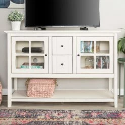 Flash Sale ❤️ Middlebrook Designs Middlebrook 52-inch Buffet Cabinet TV Console Antique White 🧨