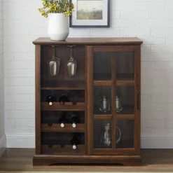Buy 😉 Middlebrook Designs Middlebrook 36-inch Sliding Glass Door Bar Cabinet Dark Walnut ✨