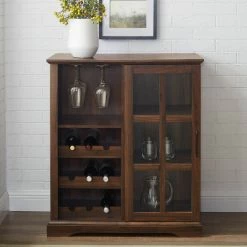 Alternative view of Buy 😉 Middlebrook Designs Middlebrook 36-inch Sliding Glass Door Bar Cabinet Dark Walnut ✨