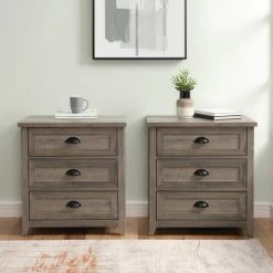 Best Sale 👏 Middlebrook Designs Middlebrook 3-Drawer Farmhouse Nightstands, Set Of 2 White Oak 👏