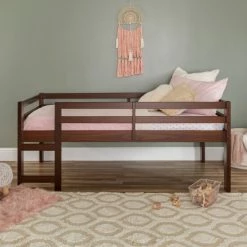 Promo 🌟 Middlebrook Designs Middlebrook Browning Solid Wood Twin Size Low Loft Bed Walnut 🎉