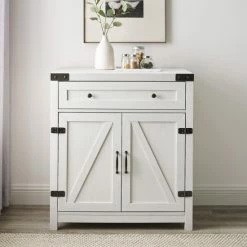 Best Pirce 🧨 Middlebrook Designs Middlebrook 30-inch Rustic Barn Door Accent Cabinet Stone Grey ⭐