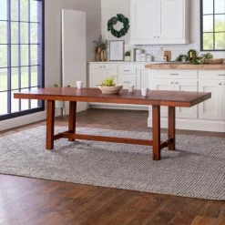 Budget ❤️ Middlebrook Designs Middlebrook 68-inch Wood Trestle Dining Table - Rustic Dark Oak 🔔