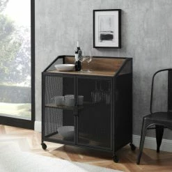 Best reviews of ✔️ Middlebrook Designs Middlebrook Pierpont Industrial Mesh Bar Cabinet Rustic Oak ✔️