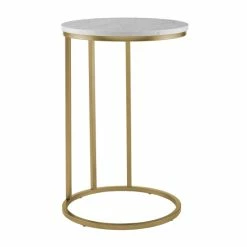 New ⭐ Middlebrook Designs Mace 16-inch Round C Table Gold / White Faux Marble 😉 -Middlebrook Sales unnamed file 1564
