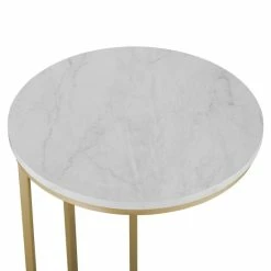 New ⭐ Middlebrook Designs Mace 16-inch Round C Table Gold / White Faux Marble 😉 -Middlebrook Sales unnamed file 1565