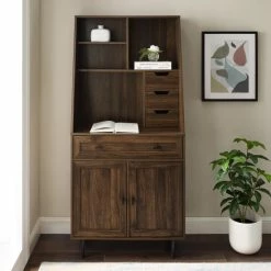 Alternative view of Discount 💯 Middlebrook Designs Middlebrook Modern Hutch Cabinet With Pull-out Desk Birch 🎉