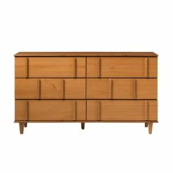 Discount 🥰 Middlebrook Designs Middlebrook Mid-Century Modern Detailed Solid Wood 👗 Dresser Caramel ⭐