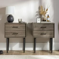 Hot Sale 😀 Middlebrook Designs Middlebrook Notto Mid-century Nightstand (Set Of 2) Dark Walnut ✔️
