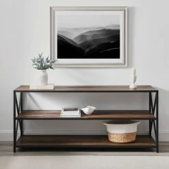 Top 10 ⭐ Middlebrook Designs Hattie 60-inch X-frame Bookshelf Rustic Oak / Black Metal ⌛