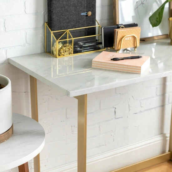 Brand new ⌛ Middlebrook Designs Middlebrook Madsen Faux Marble Writing Desk White Faux Marble ⌛ 7 Brand new ⌛ Middlebrook Designs Middlebrook Madsen Faux Marble Writing Desk White Faux Marble ⌛ - Image 5