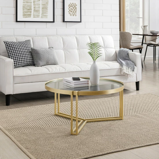 Wholesale ๐ Middlebrook Designs Modern Tri-Leg Metal And Glass Coffee Table ๐ 4 Wholesale ๐ Middlebrook Designs Modern Tri-Leg Metal And Glass Coffee Table ๐ - Image 2