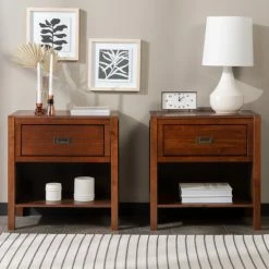 New 🌟 Middlebrook Designs Middlebrook Solid Wood Modern 1-Drawer Nightstand, Set Of 2 White ⌛