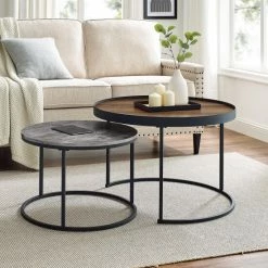 Best Pirce 🔔 Middlebrook Designs Two-Tone Nesting Table Set Dark Walnut / English Oak 😉