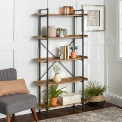 Deals 🎉 Middlebrook Designs Middlebrook Edelman 68-inch Urban Pipe Bookshelf Grey Wash 😉