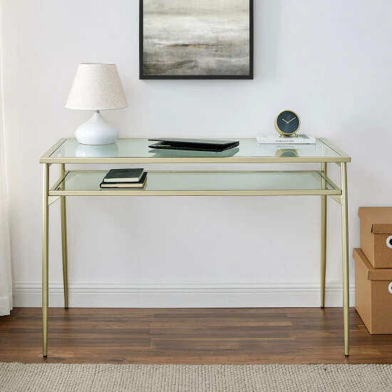 Hot Sale ๐งจ Middlebrook Designs Middlebrook 48-inch Metal And Glass Two-Tier Desk Gold ๐ 9 Hot Sale ๐งจ Middlebrook Designs Middlebrook 48-inch Metal And Glass Two-Tier Desk Gold ๐ - Image 7