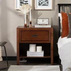 Outlet 👍 Middlebrook Designs Middlebrook Solid Wood Modern 1-Drawer Nightstand Black 😍