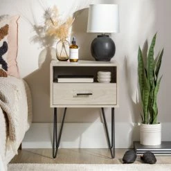 Alternative view of Flash Sale 😉 Middlebrook Designs Middlebrook 18-inch 1-drawer Hairpin Nightstand Dark Walnut 🌟