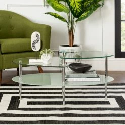 Hot Sale ๐ Middlebrook Designs Middlebrook Wallace Oval Coffee Table With Frosted Glass ๐งจ