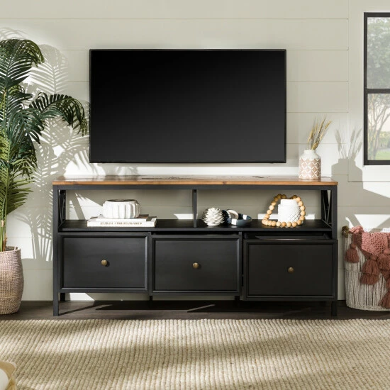 Outlet ๐ Middlebrook Designs Middlebrook 60-inch Rustic 3-Drawer TV Console Black / Rustic Oak ๐ฅฐ 8 Outlet ๐ Middlebrook Designs Middlebrook 60-inch Rustic 3-Drawer TV Console Black / Rustic Oak ๐ฅฐ - Image 6