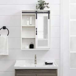 Brand new 😍 Middlebrook Designs Sliding Mirror Door Vanity Cabinet Grey Wash 🤩