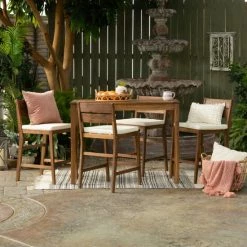 Best Sale 🔔 Middlebrook Designs Middlebrook 5-Piece Acacia Wood Counter Height Dining Set Dark Brown 🤩