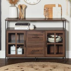 Cheap 🎉 Middlebrook Designs Middlebrook Urban Industrial 3-door Buffet Dark Walnut 👍