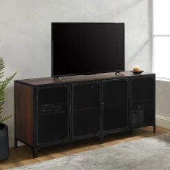 Outlet 🧨 Middlebrook Designs Middlebrook Pierpont 60-inch Industrial TV Console Dark Walnut 🤩