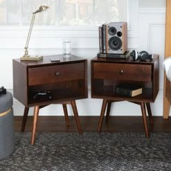 Middlebrook Sales 24 Discount โจ Middlebrook Designs Middlebrook Mid-Century Solid Wood 1-Drawer Nightstand, Set Of 2 Black ๐