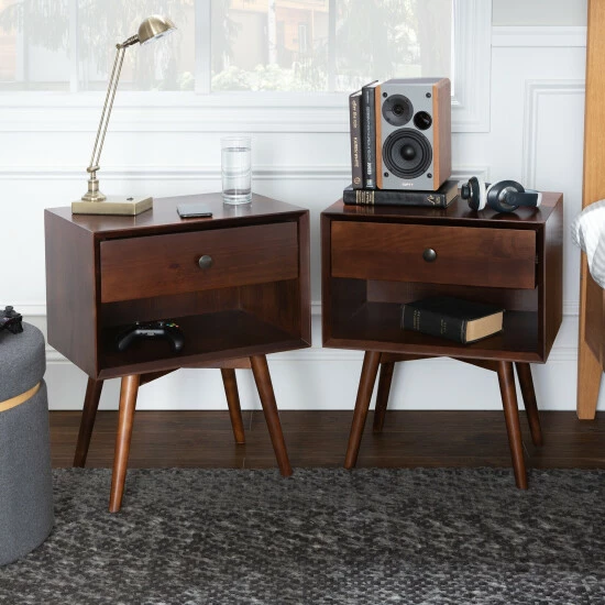 Discount ✨ Middlebrook Designs Middlebrook Mid-Century Solid Wood 1-Drawer Nightstand, Set Of 2 Black 👍 3 Discount ✨ Middlebrook Designs Middlebrook Mid-Century Solid Wood 1-Drawer Nightstand, Set Of 2 Black 👍