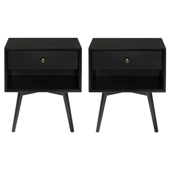 Discount ✨ Middlebrook Designs Middlebrook Mid-Century Solid Wood 1-Drawer Nightstand, Set Of 2 Black 👍 4 Discount ✨ Middlebrook Designs Middlebrook Mid-Century Solid Wood 1-Drawer Nightstand, Set Of 2 Black 👍 - Image 2