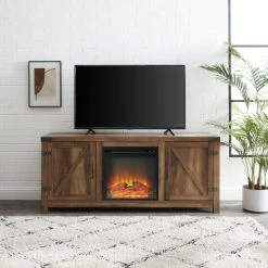 Budget ❤️ Middlebrook Designs Middlebrook Firebranch 58-inch Barn Door Fireplace TV Console 🥰